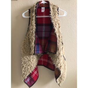 Reversible Flannel Fuzzy Vest
